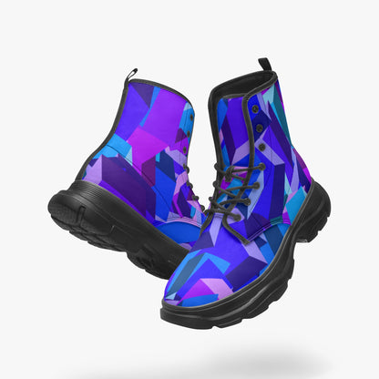 Blue Cube Leather Chunky Boots Boots JLR Design