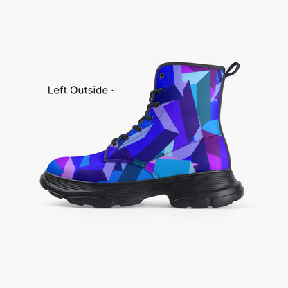 Blue Cube Leather Chunky Boots Boots JLR Design