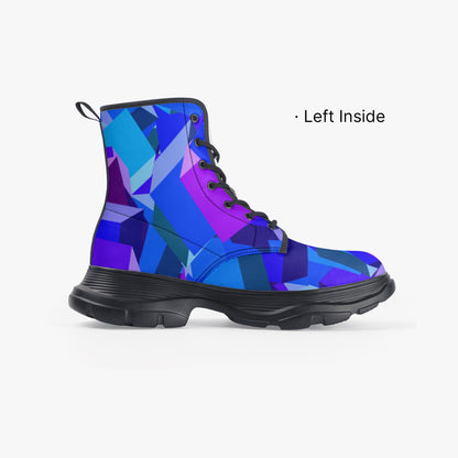 Blue Cube Leather Chunky Boots Boots JLR Design