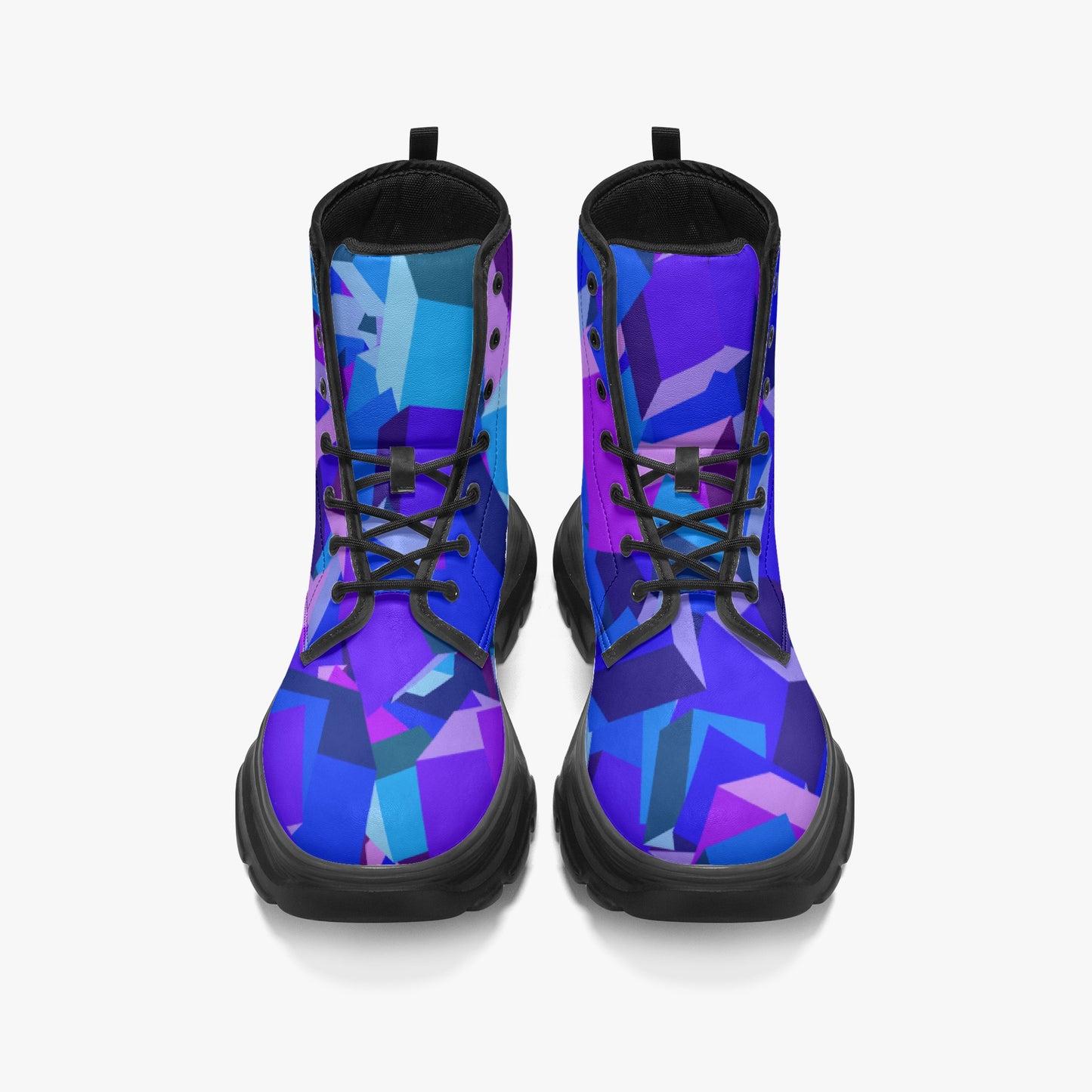 Blue Cube Leather Chunky Boots Boots JLR Design