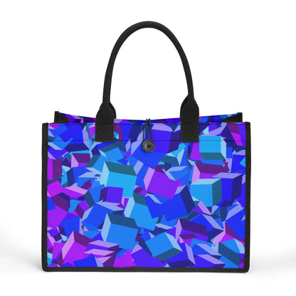 Blue Cube Premium Canvas Shopper Tasche Tragetasche JLR Design