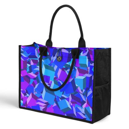 Blue Cube Premium Canvas Shopper Tasche Tragetasche JLR Design