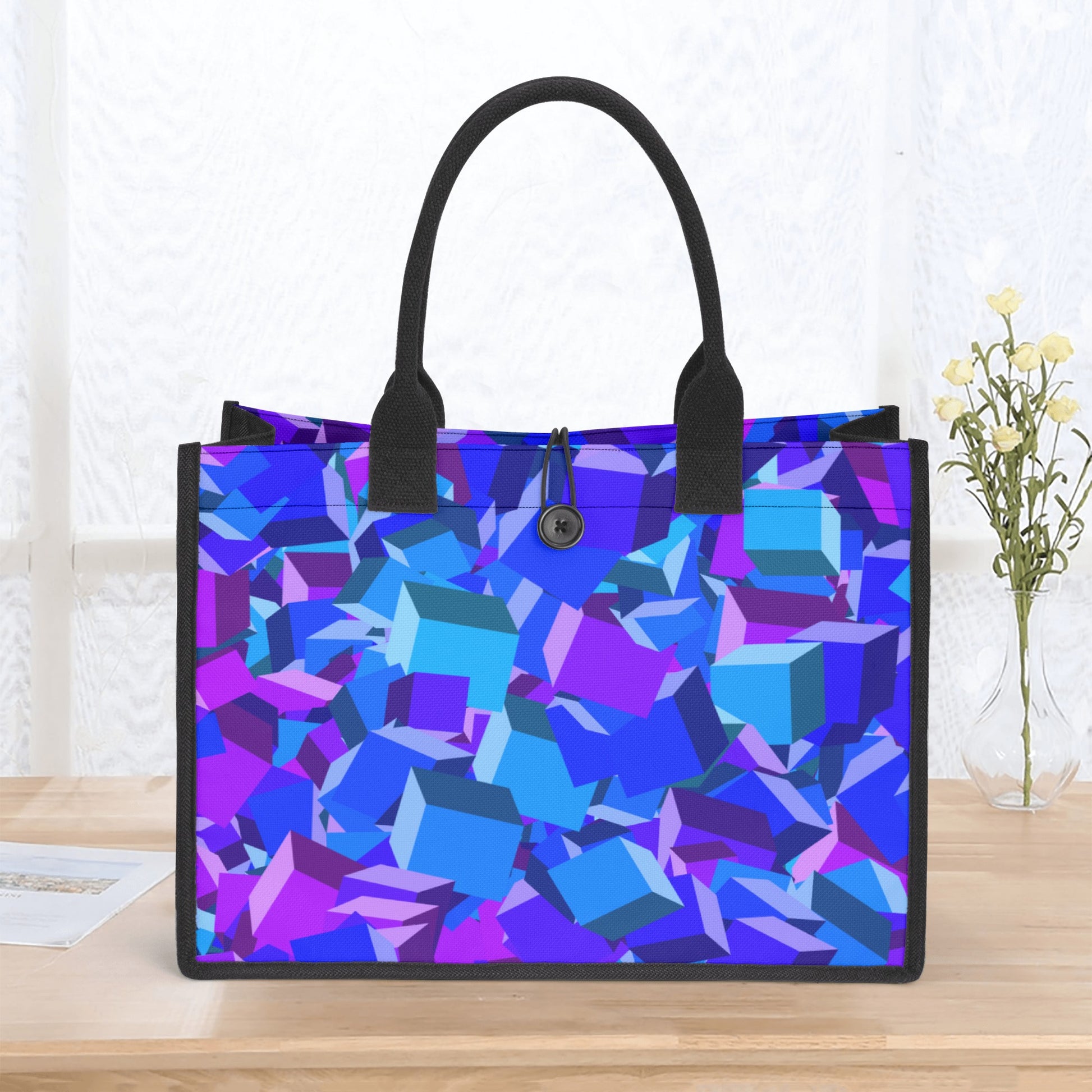 Blue Cube Premium Canvas Shopper Tasche Tragetasche JLR Design