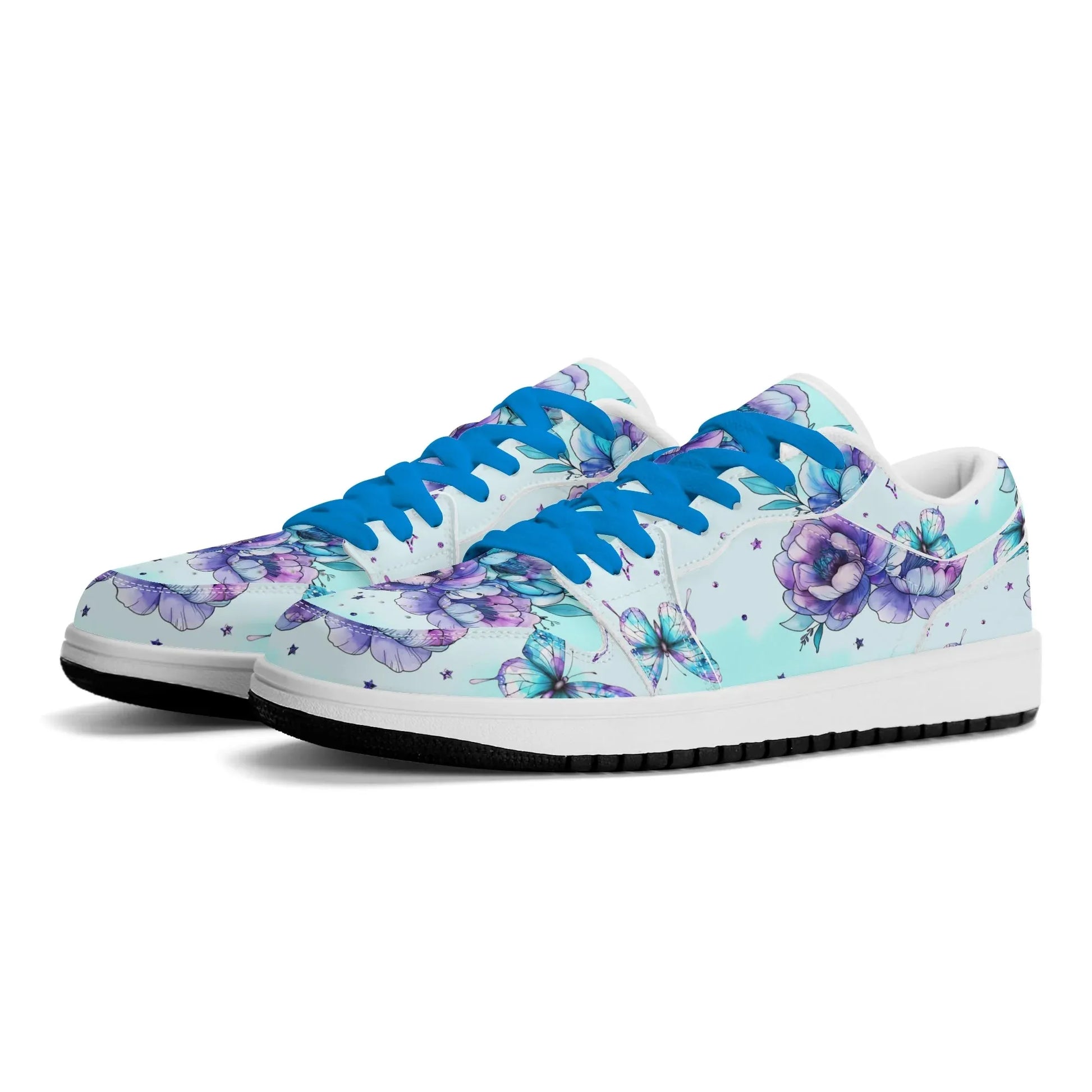 blue-flowers-low-top-leder-sneaker-fur-damen-sneaker-jlr-design-88476 - JLR Design
