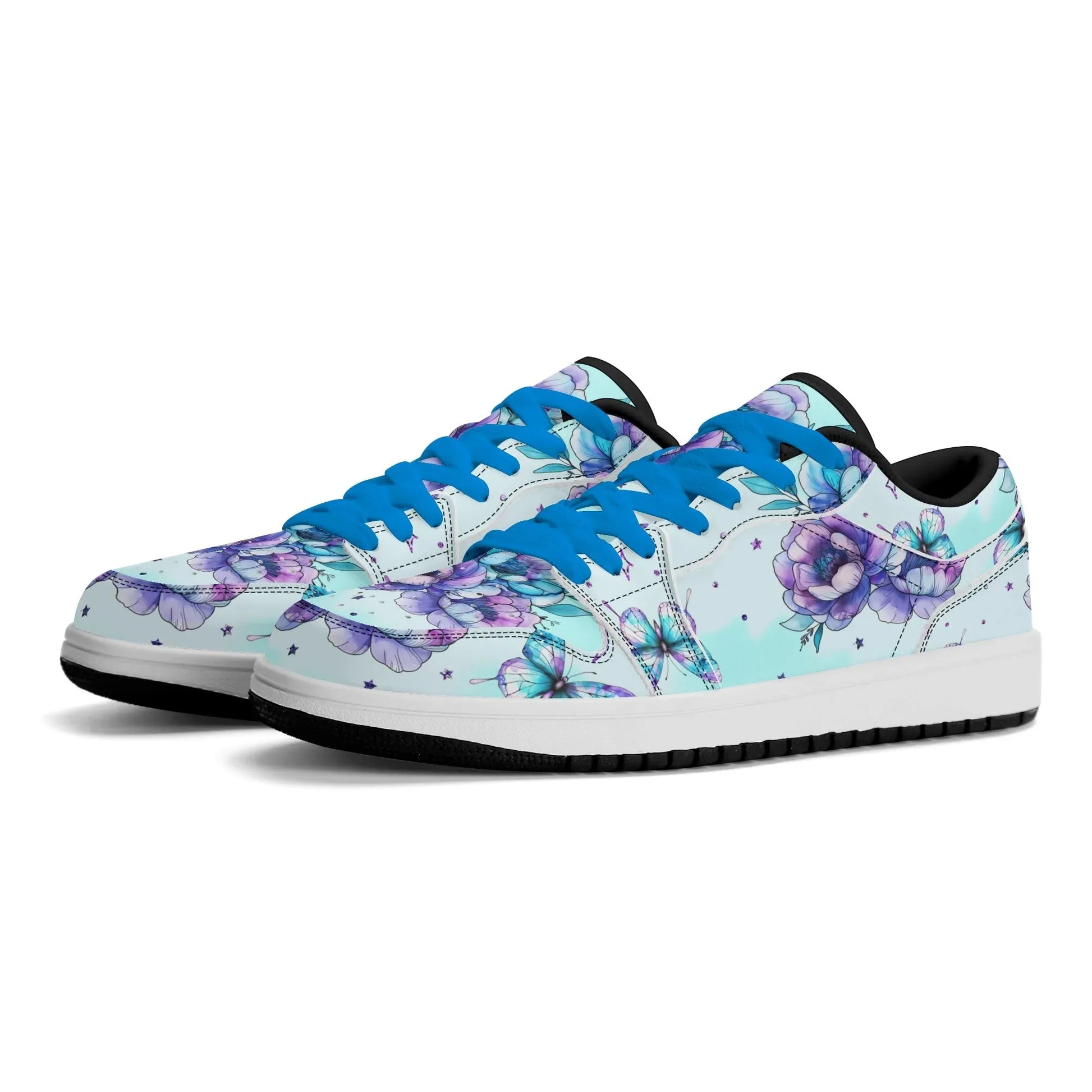 blue-flowers-low-top-leder-sneaker-fur-damen-sneaker-jlr-design-16839 - JLR Design