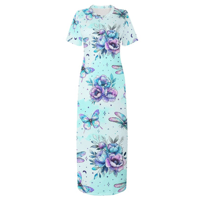 blue-flowers-short-sleeve-long-dress-long-dress-jlr-design-30713 - JLR Design