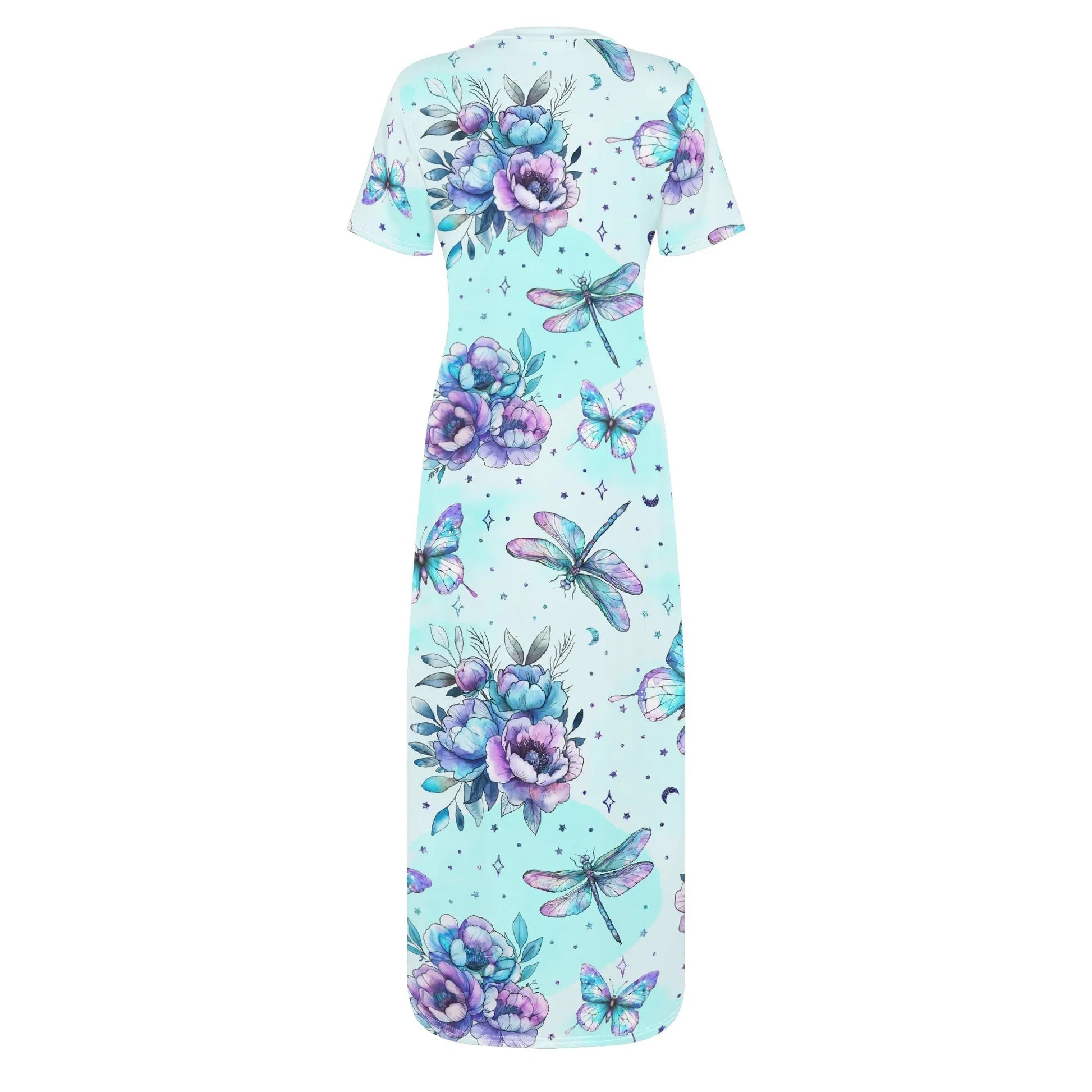 blue-flowers-short-sleeve-long-dress-long-dress-jlr-design-27990 - JLR Design