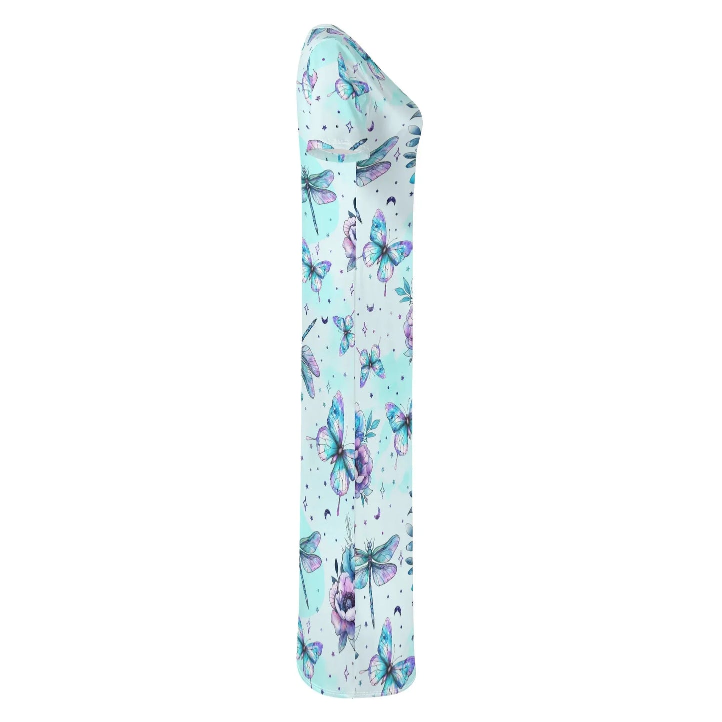 blue-flowers-short-sleeve-long-dress-long-dress-jlr-design-94293 - JLR Design