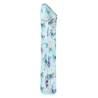 blue-flowers-short-sleeve-long-dress-long-dress-jlr-design-94293 - JLR Design