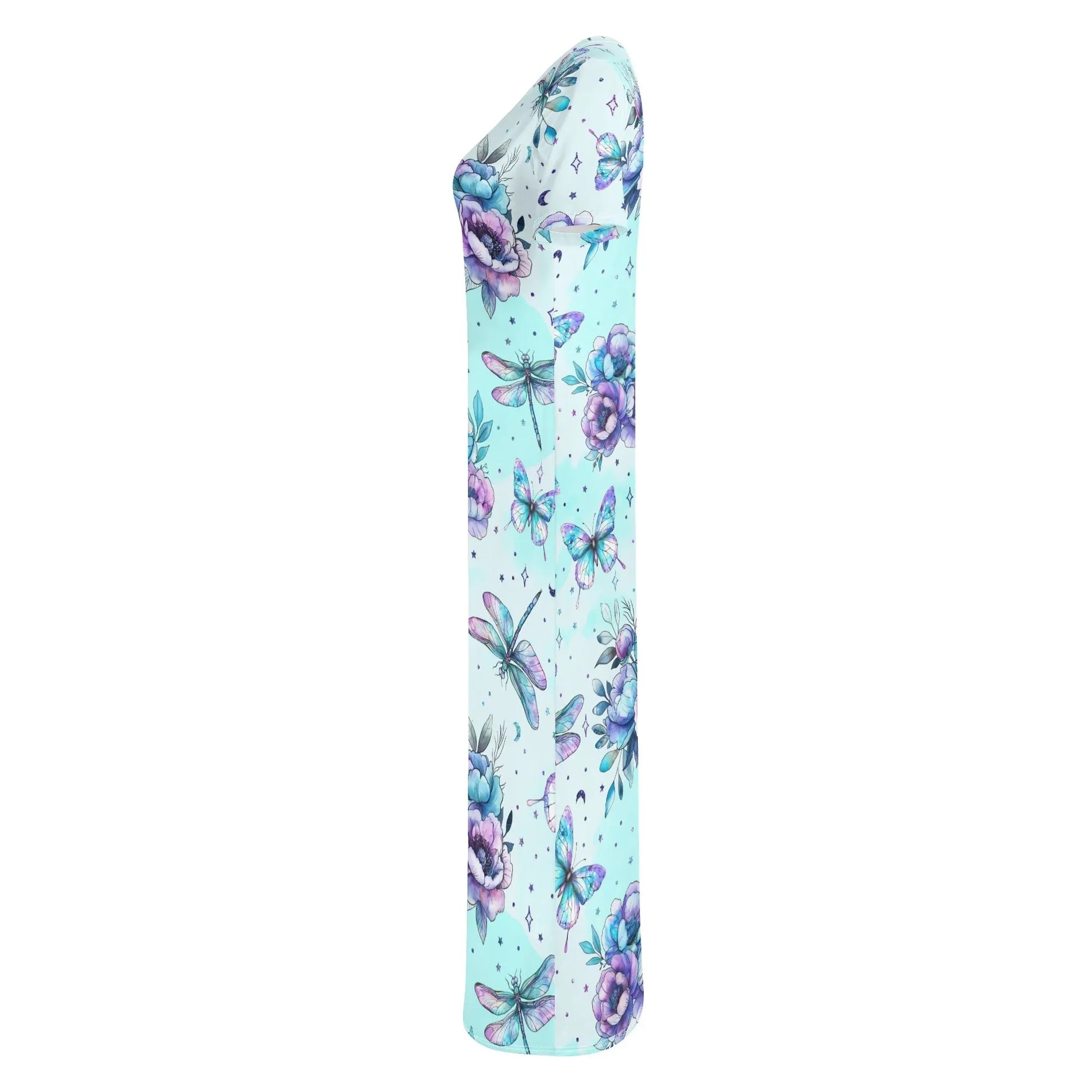 blue-flowers-short-sleeve-long-dress-long-dress-jlr-design-80621 - JLR Design