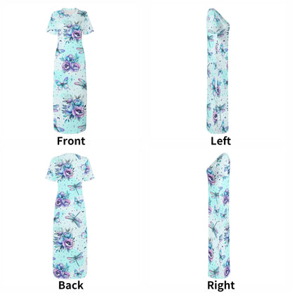 blue-flowers-short-sleeve-long-dress-long-dress-jlr-design-32107 - JLR Design