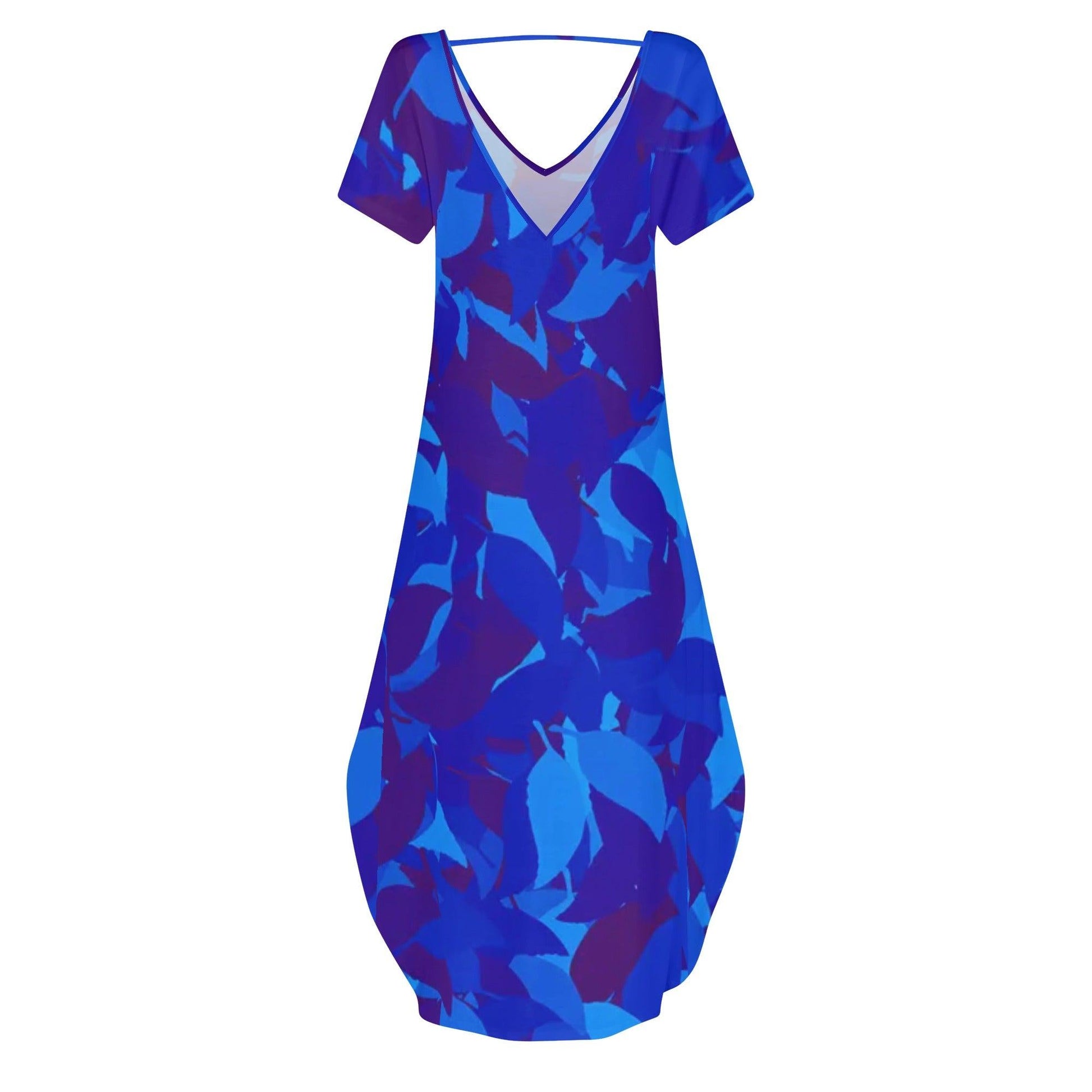 Blue Leaf kurzärmliges drapiertes Kleid drapiertes Kleid 63.99 Blue, drapiert, kleid, kurzärmlig, Leaf JLR Design