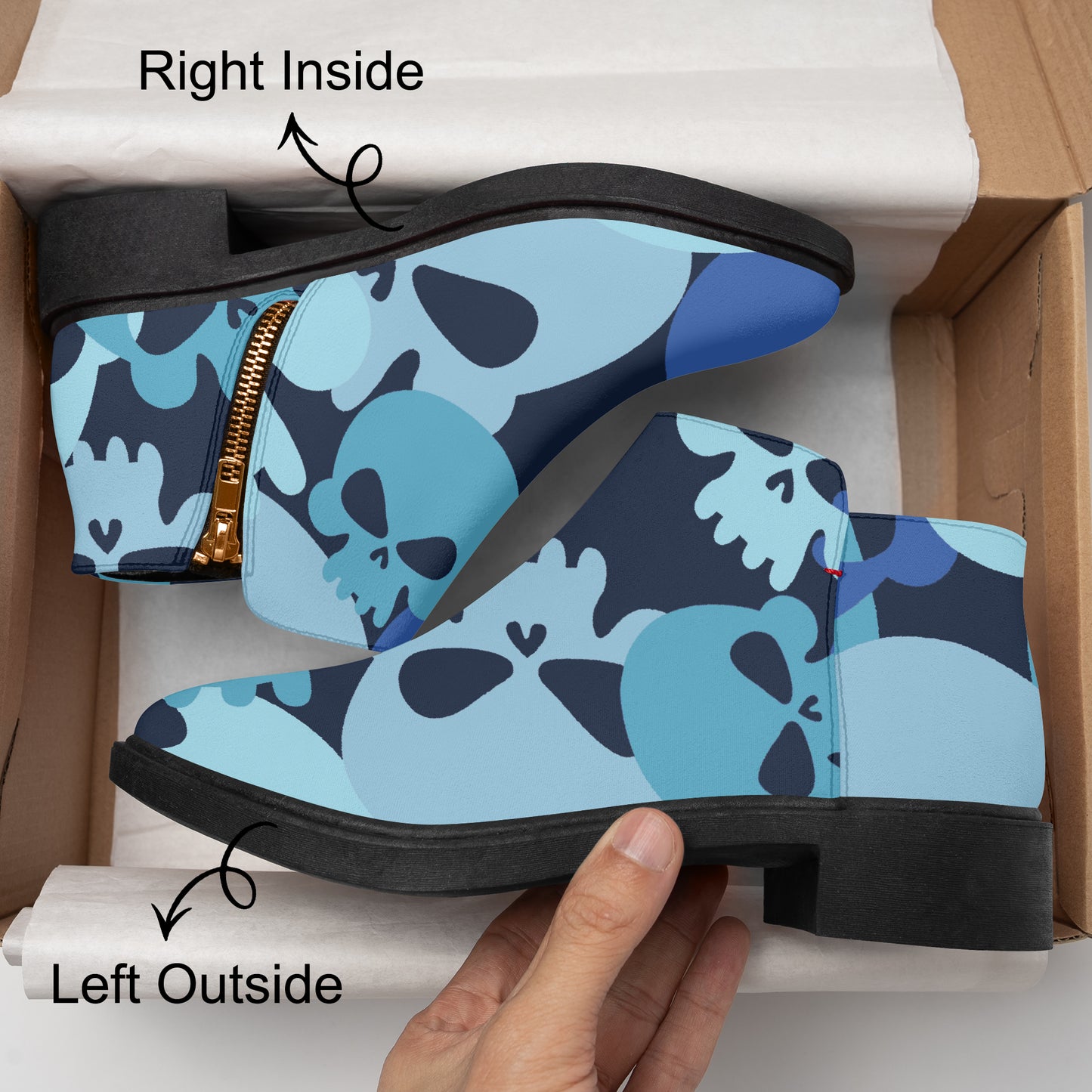 Blue Skull elegante Reißverschluss-Stiefeletten Stiefeletten JLR Design