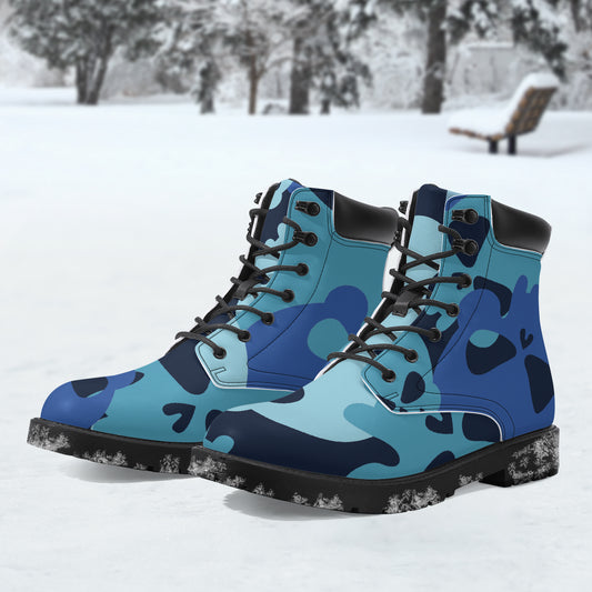 Blue Skull Leder Boots | Stylische und Warme Winterstiefel Boots JLR Design