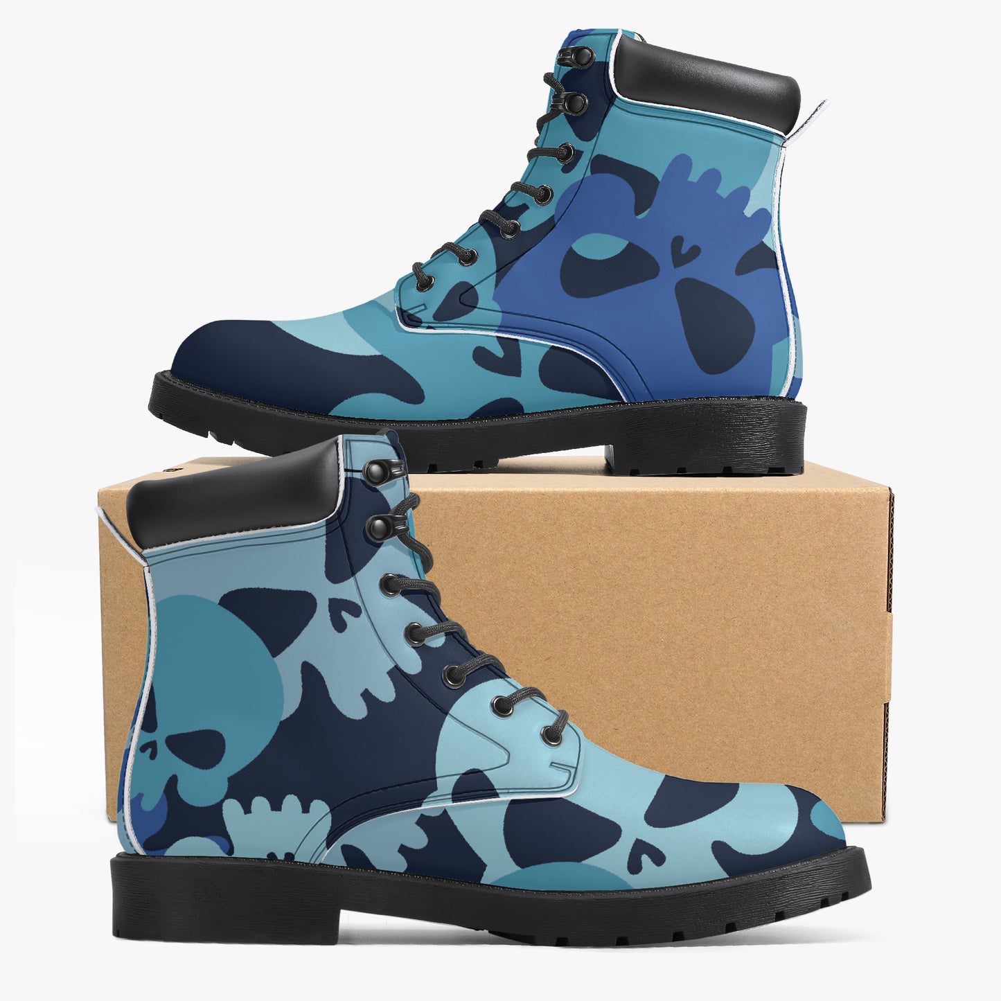 Blue Skull Leder Boots | Stylische und Warme Winterstiefel Boots JLR Design