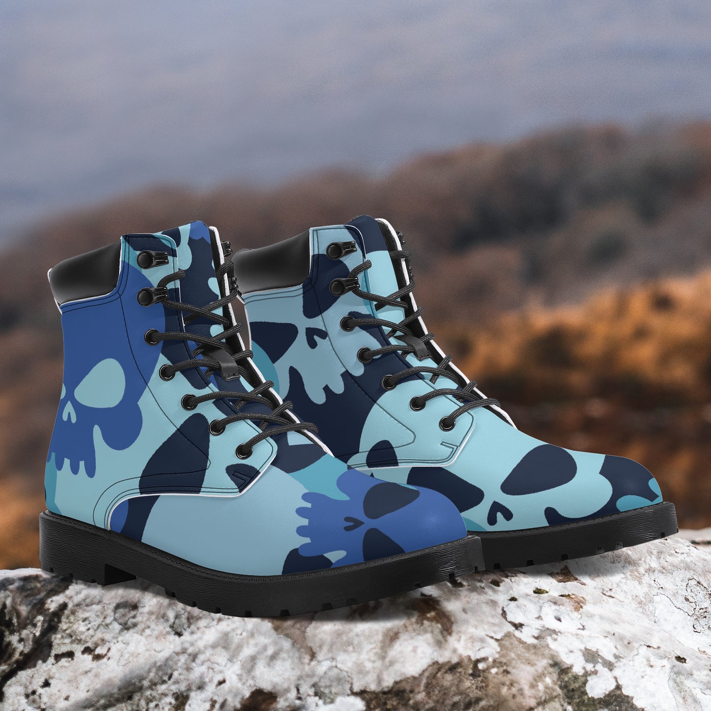 Blue Skull Leder Boots | Stylische und Warme Winterstiefel Boots JLR Design