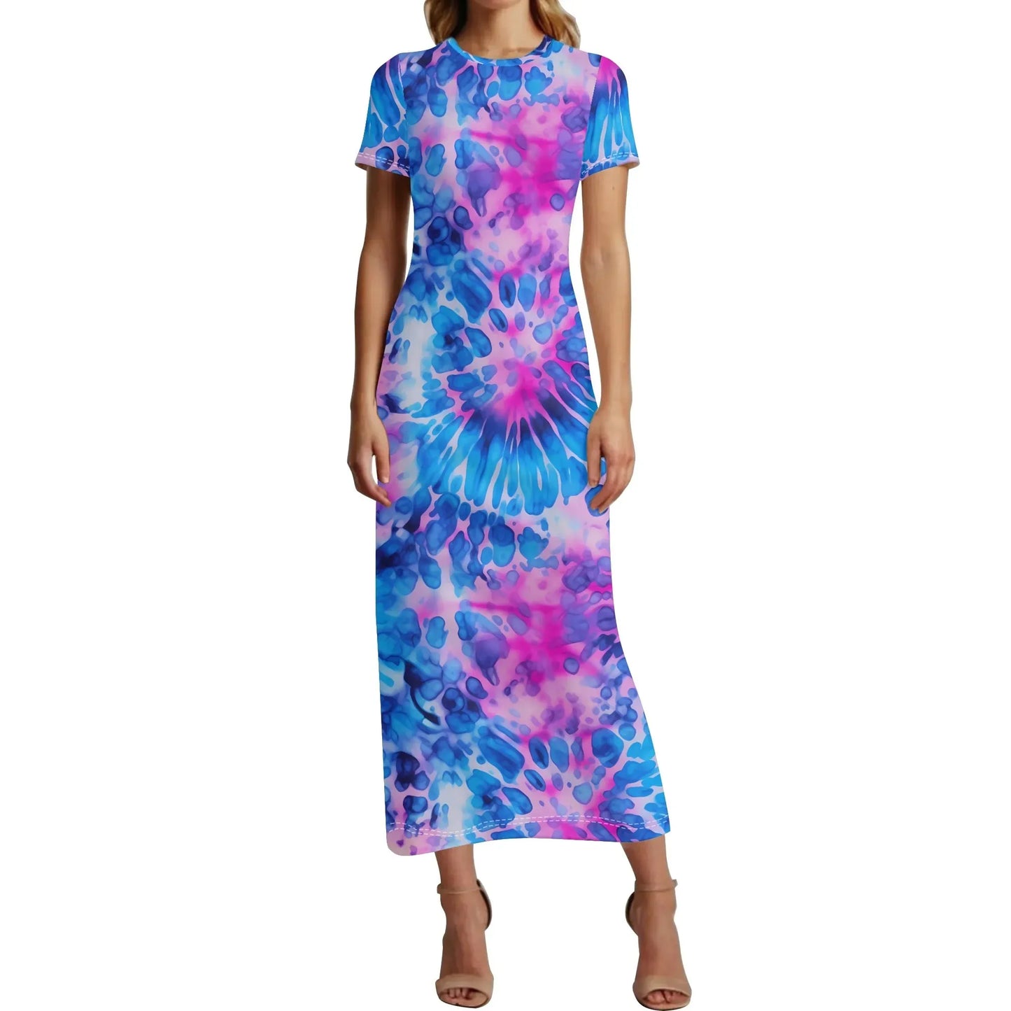 blue-splash-short-sleeve-long-dress-long-dress-jlr-design-42751 - JLR Design