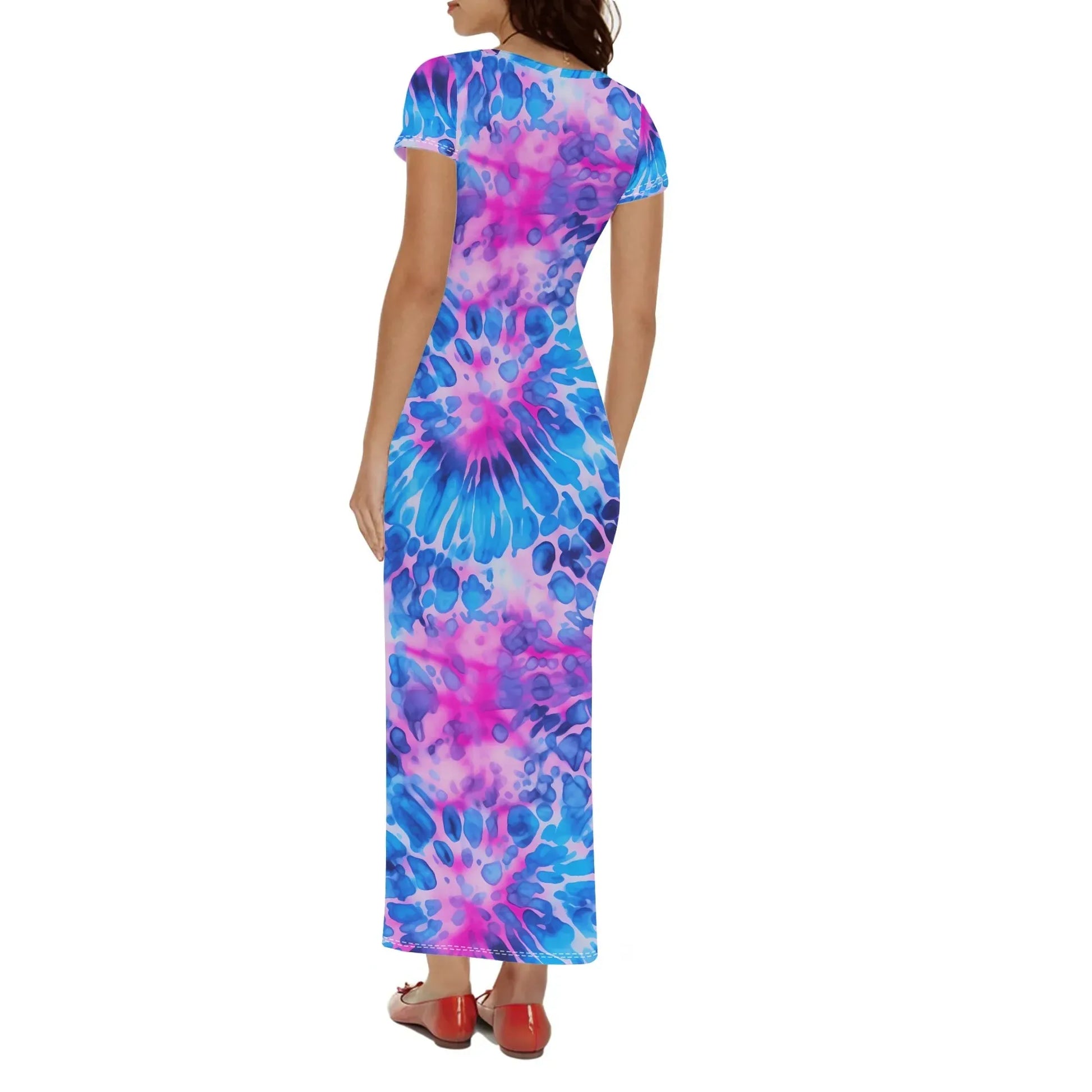 blue-splash-short-sleeve-long-dress-long-dress-jlr-design-34826 - JLR Design