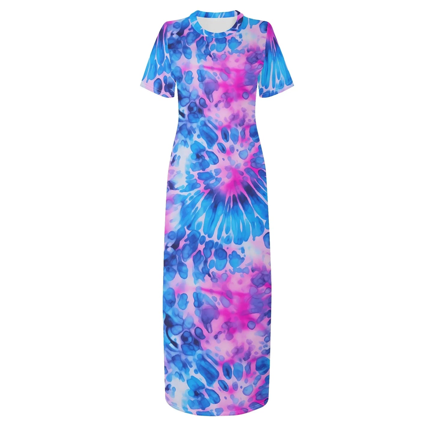 blue-splash-short-sleeve-long-dress-long-dress-jlr-design-65254 - JLR Design