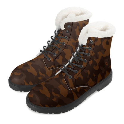 Braun Camouflage Faux Fur Stiefel für Damen Lederstiefel 92.99 'Camouflage, Braun, Faux, Fur, Lederstiefel JLR Design