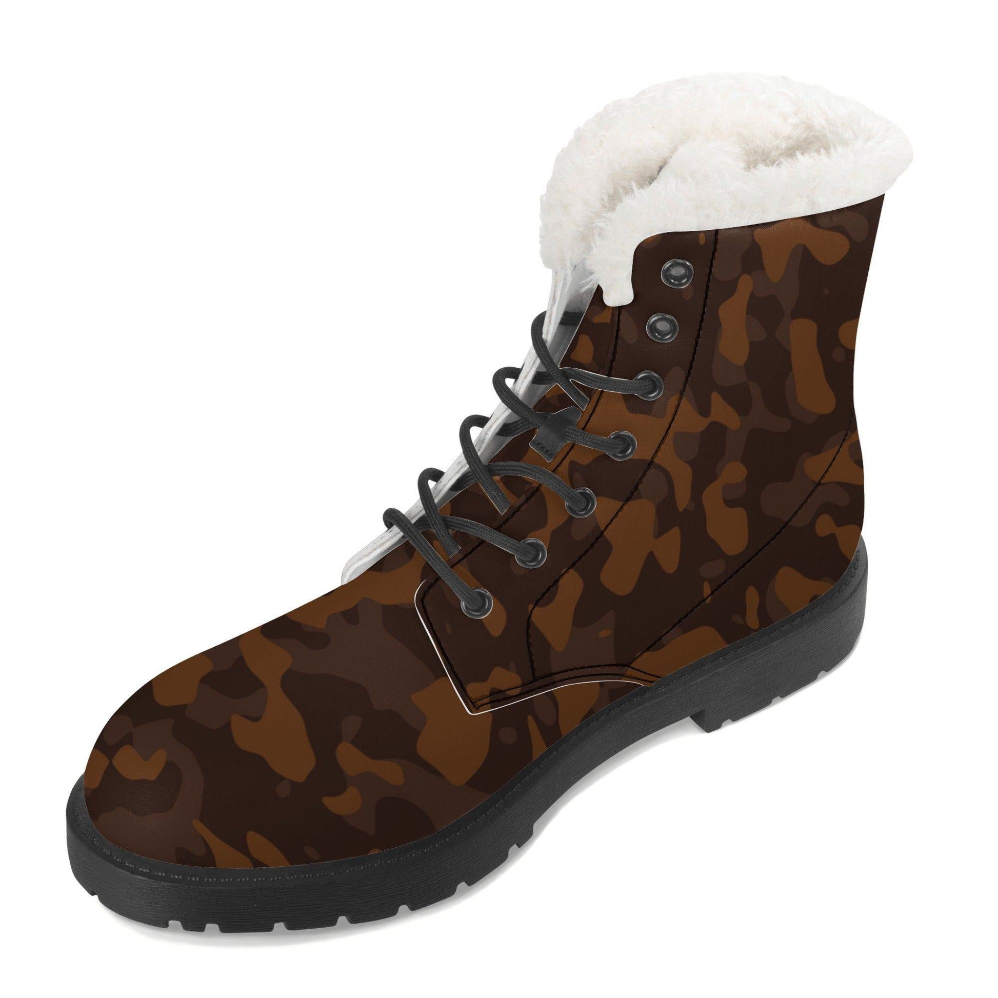 Braun Camouflage Faux Fur Stiefel für Damen Lederstiefel 92.99 'Camouflage, Braun, Faux, Fur, Lederstiefel JLR Design