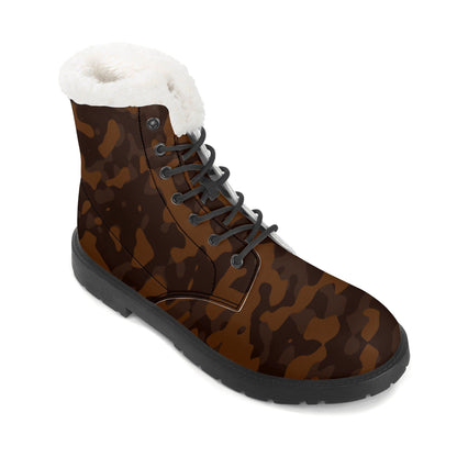 Braun Camouflage Faux Fur Stiefel für Damen Lederstiefel 92.99 'Camouflage, Braun, Faux, Fur, Lederstiefel JLR Design