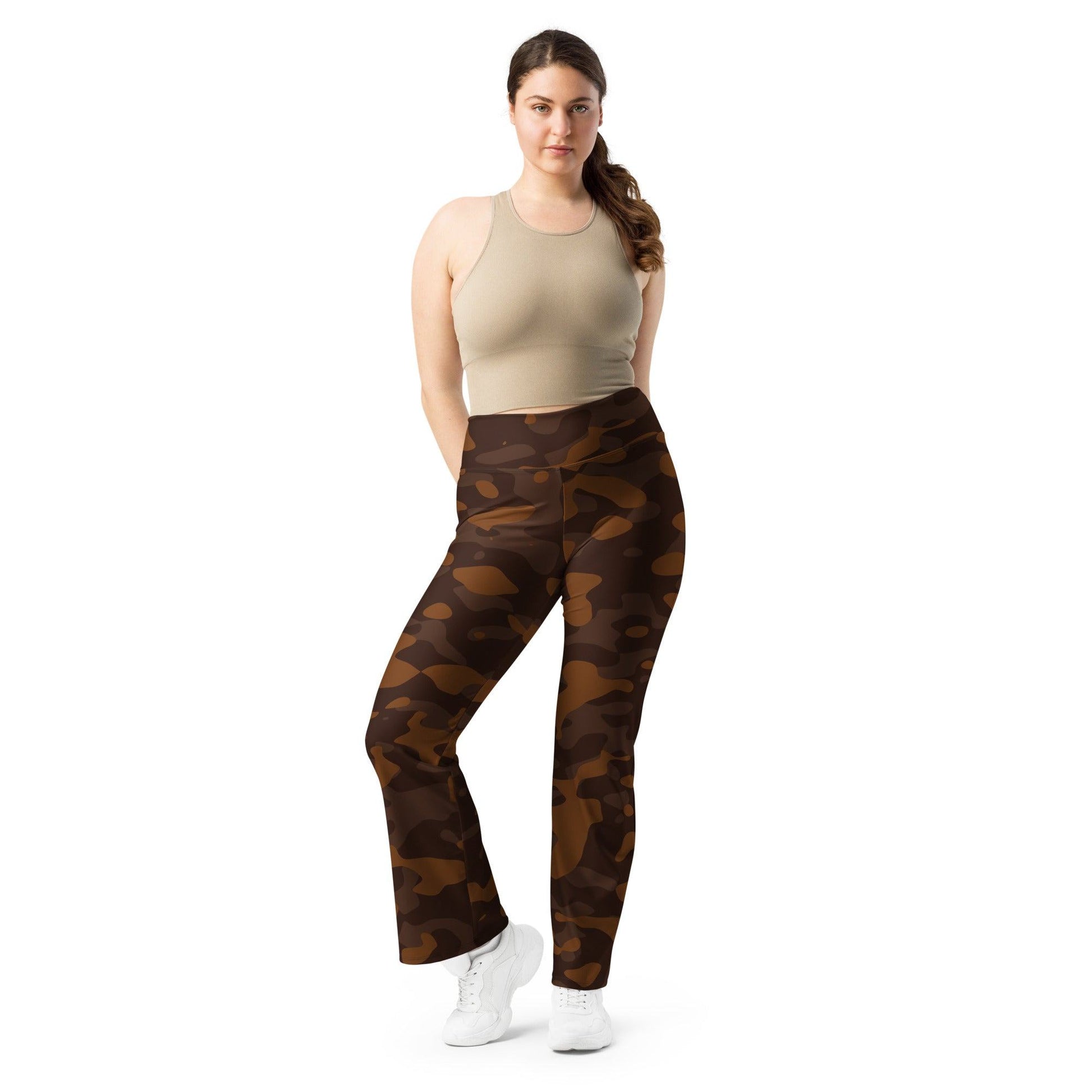 Braun Camouflage High Waist Flare Leggings Flare Leggings 69.99 Braun, Camouflage, Flare, High, Leggings, Waist JLR Design