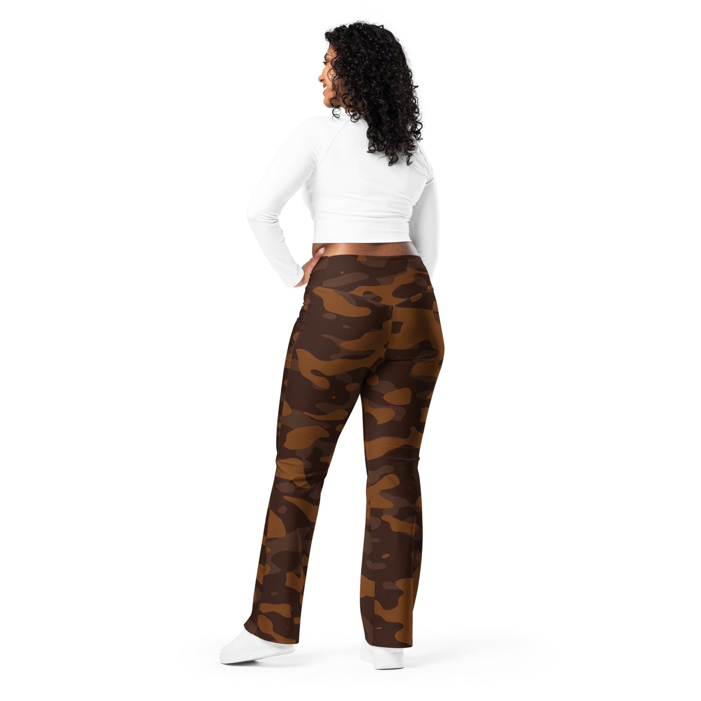 Braun Camouflage High Waist Flare Leggings Flare Leggings 69.99 Braun, Camouflage, Flare, High, Leggings, Waist JLR Design