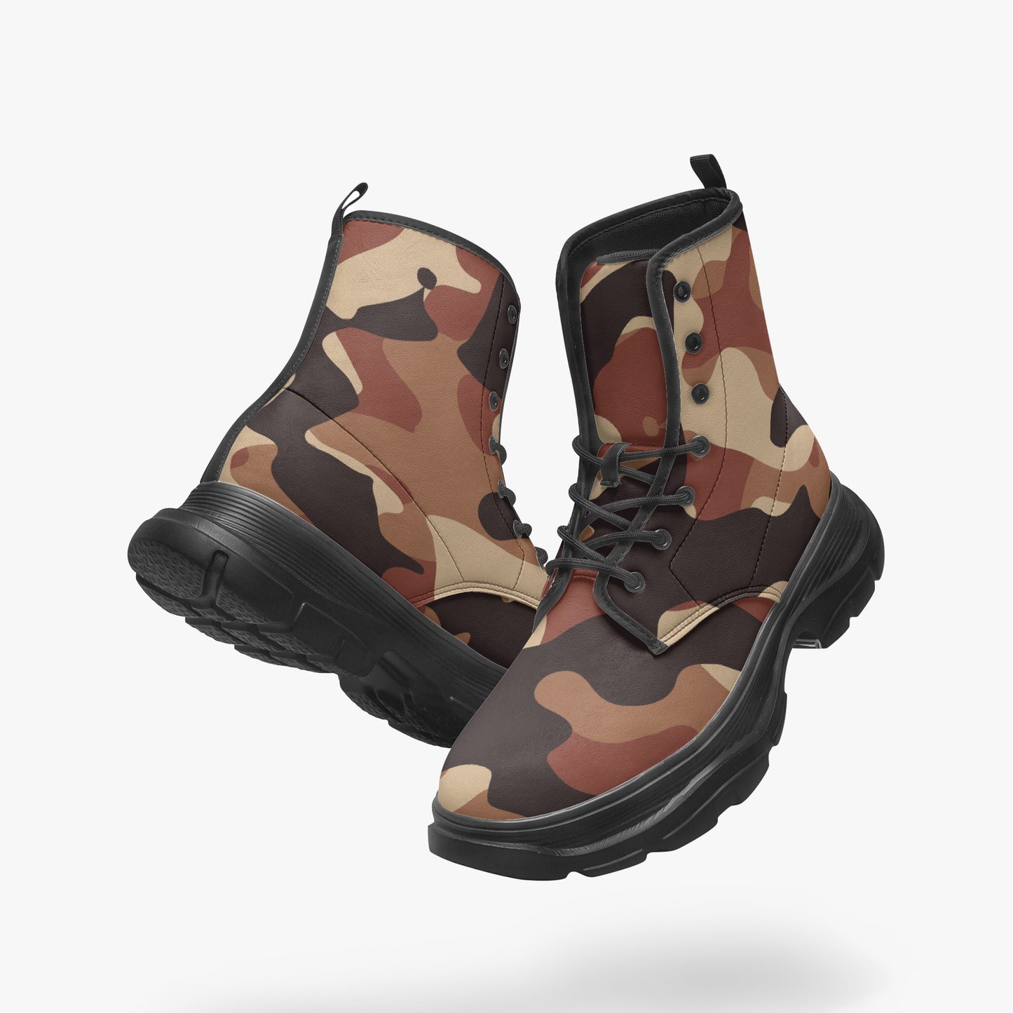 Braune Camouflage Leather Chunky Boots Boots JLR Design