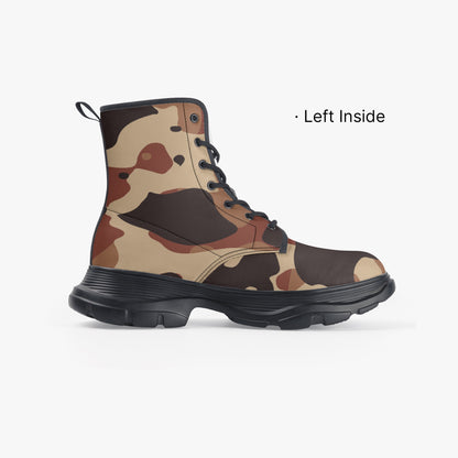 Braune Camouflage Leather Chunky Boots Boots JLR Design