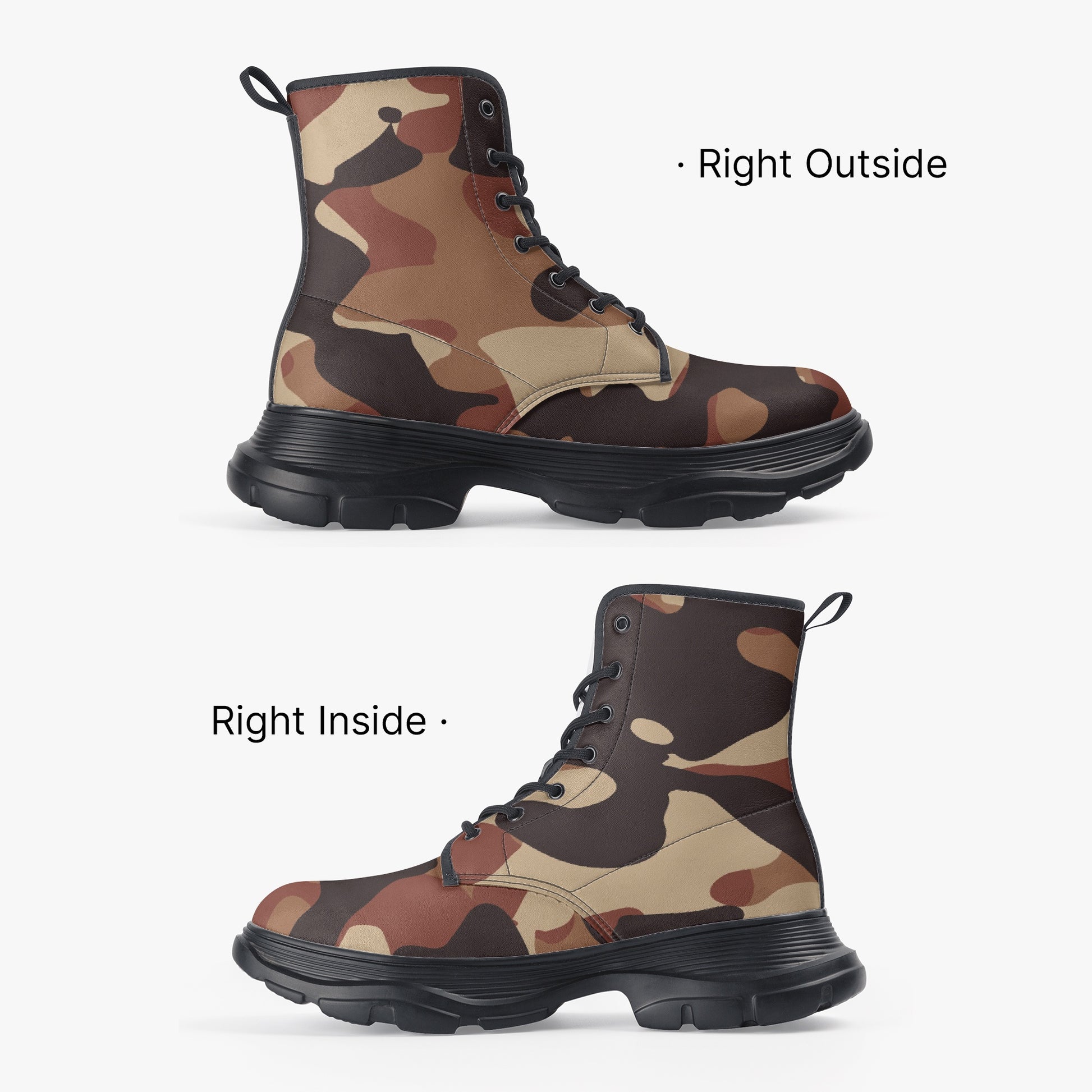 Braune Camouflage Leather Chunky Boots Boots JLR Design