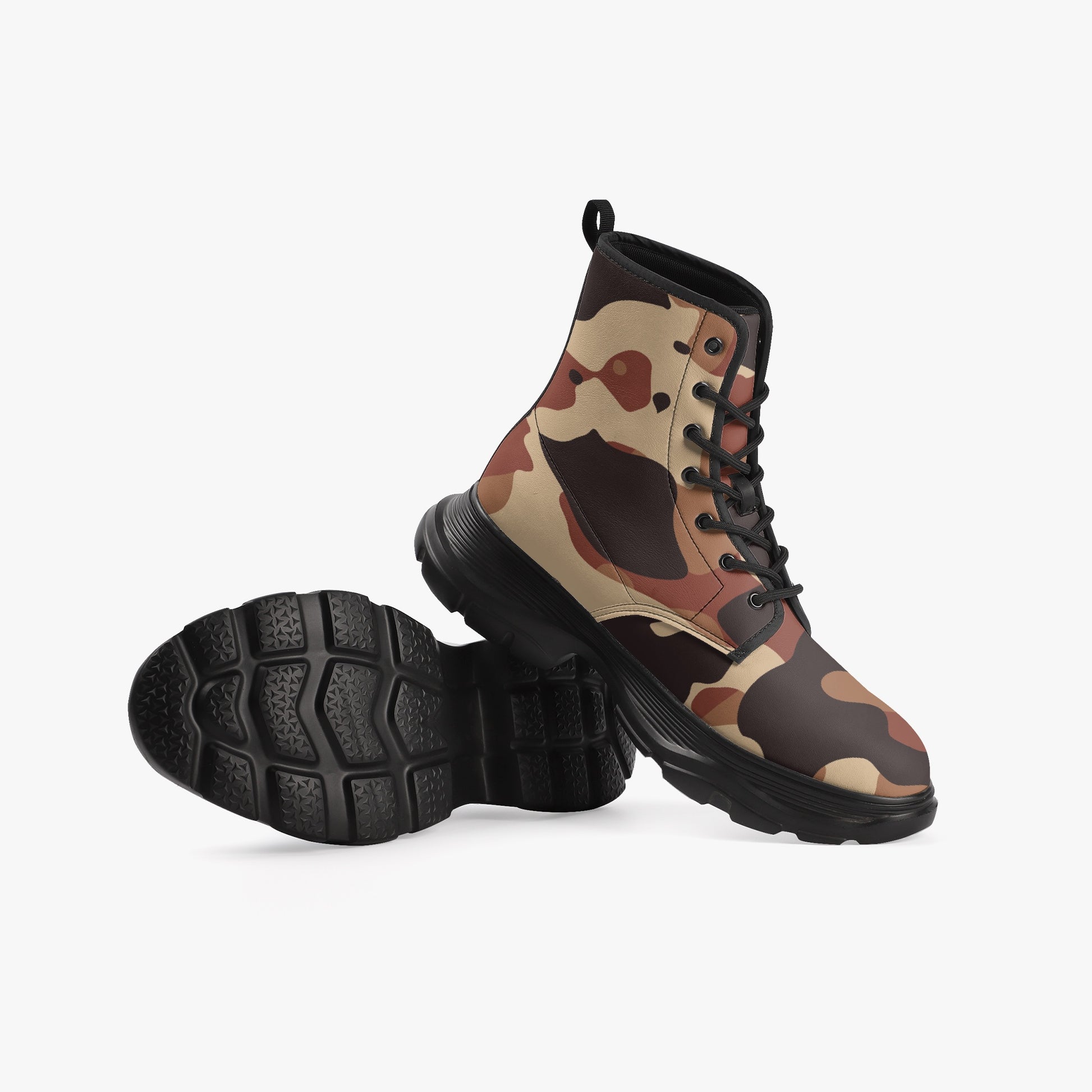 Braune Camouflage Leather Chunky Boots Boots JLR Design