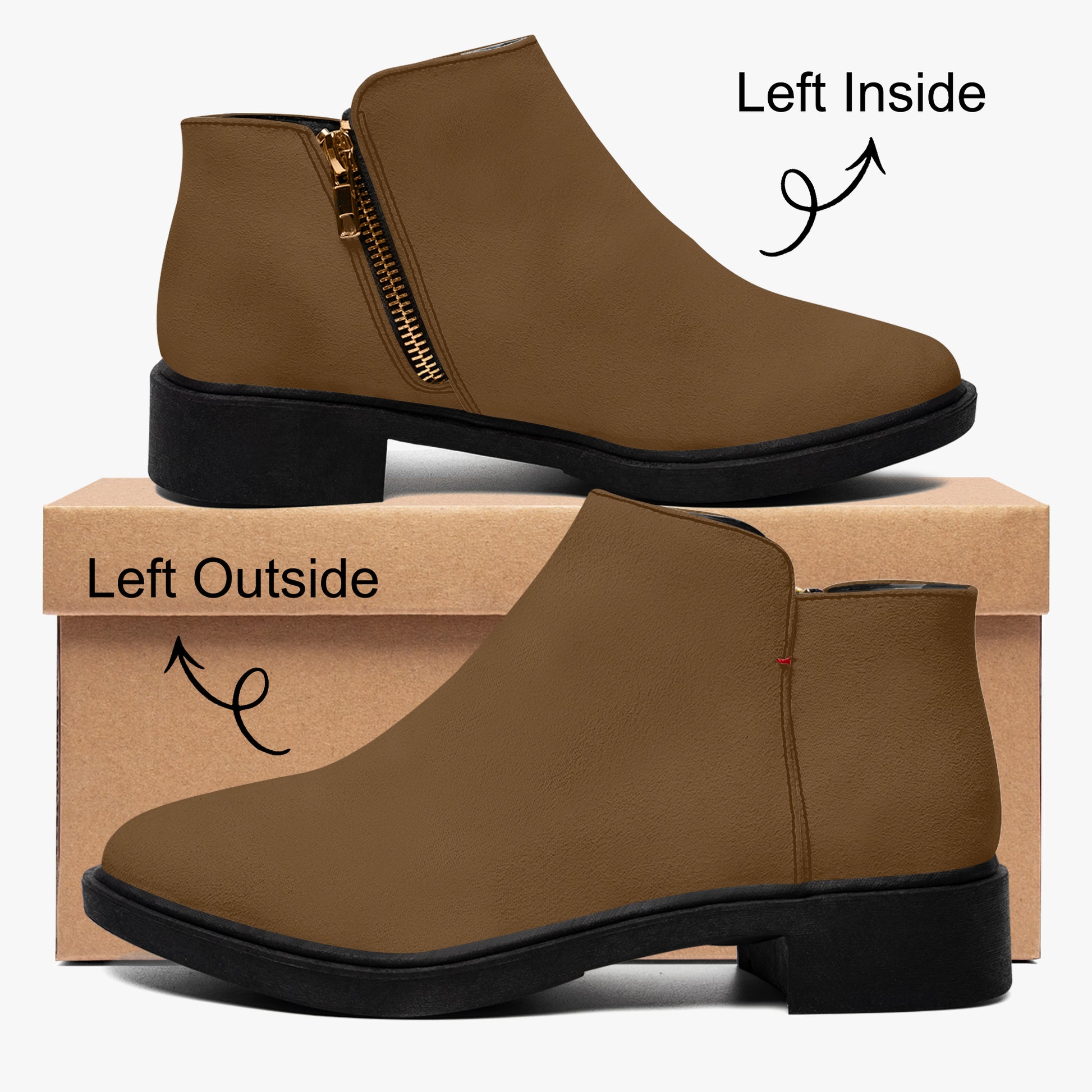Braune elegante Reißverschluss-Stiefeletten Stiefeletten JLR Design