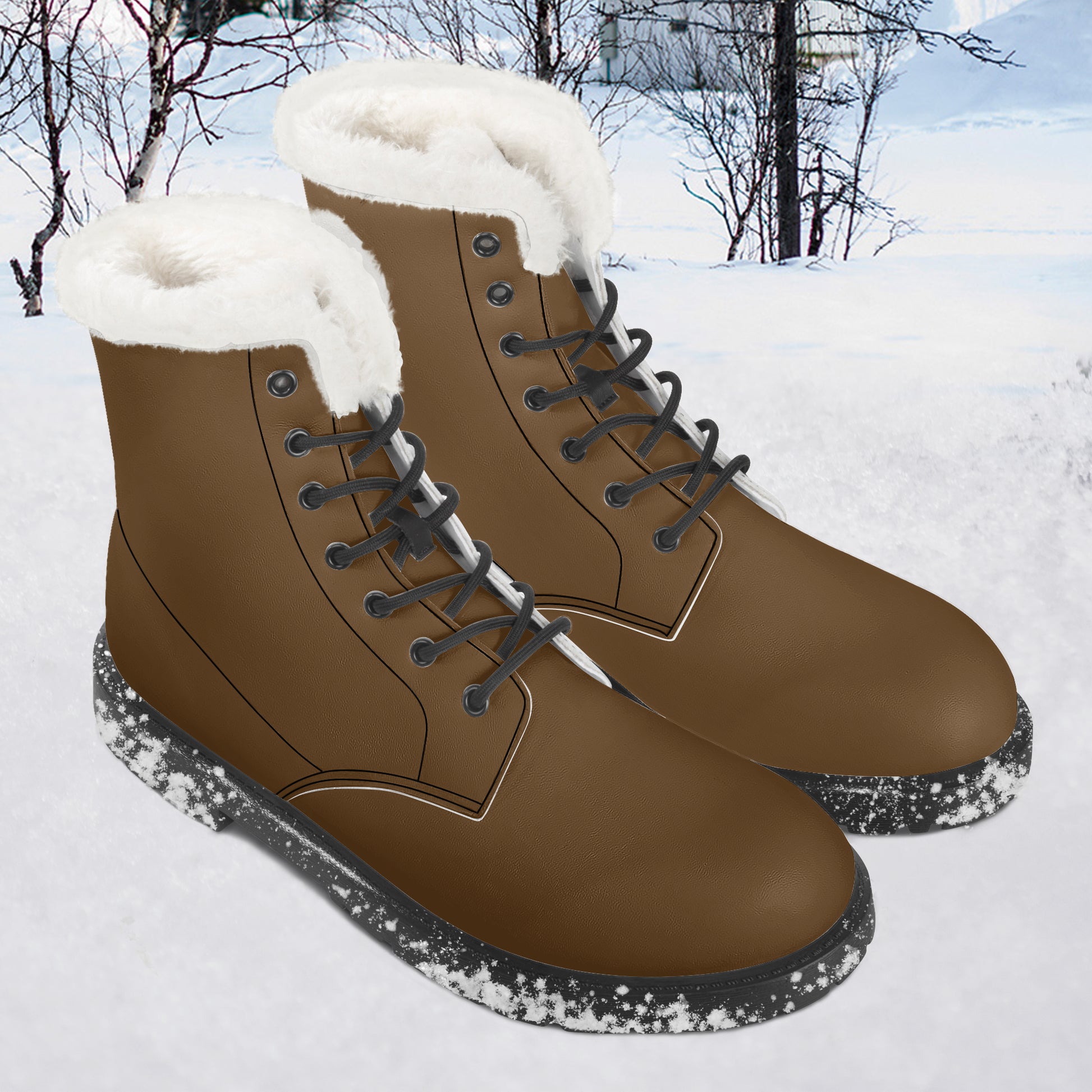 Braune Faux Fur Leder Boots Boots JLR Design