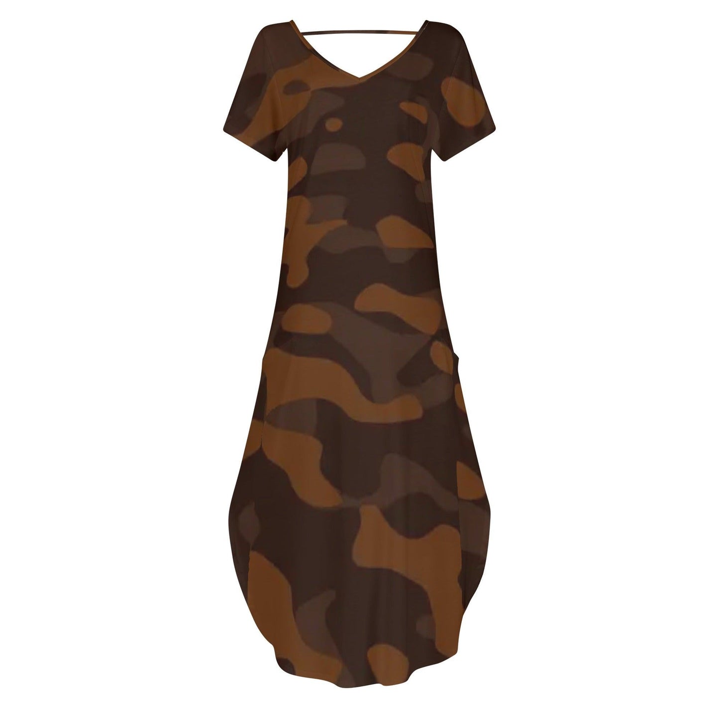 Braunes Camouflage kurzärmliges drapiertes Kleid drapiertes Kleid 63.99 Braun, Camouflage, drapiert, kleid, kleinärmlig JLR Design