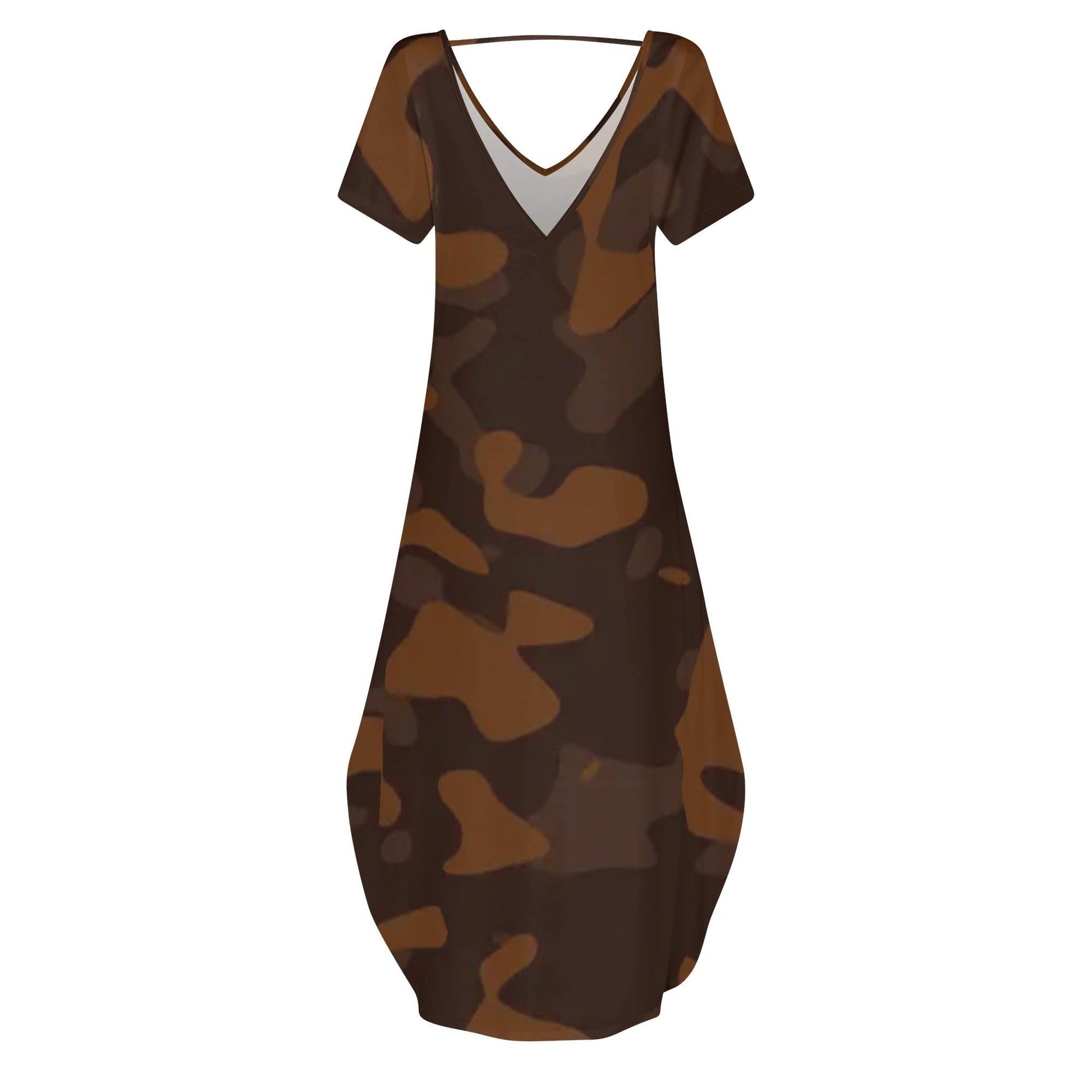 Braunes Camouflage kurzärmliges drapiertes Kleid drapiertes Kleid 63.99 Braun, Camouflage, drapiert, kleid, kleinärmlig JLR Design