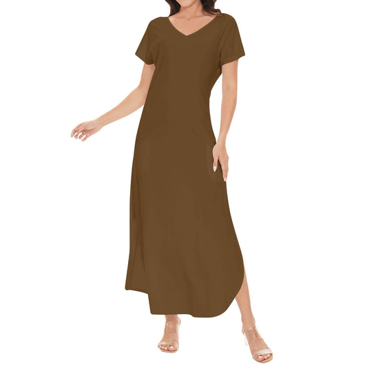 Braunes kurzärmliges drapiertes Kleid drapiertes Kleid 54.99 Braun, drapiert, kleid, kurzärmlig JLR Design