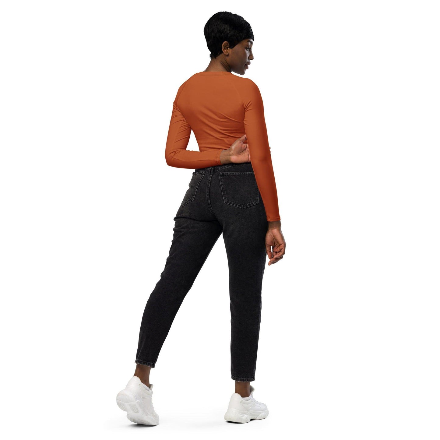 Braunes Long Sleeve Damen Crop Top Long Sleeve Crop Top JLR Design