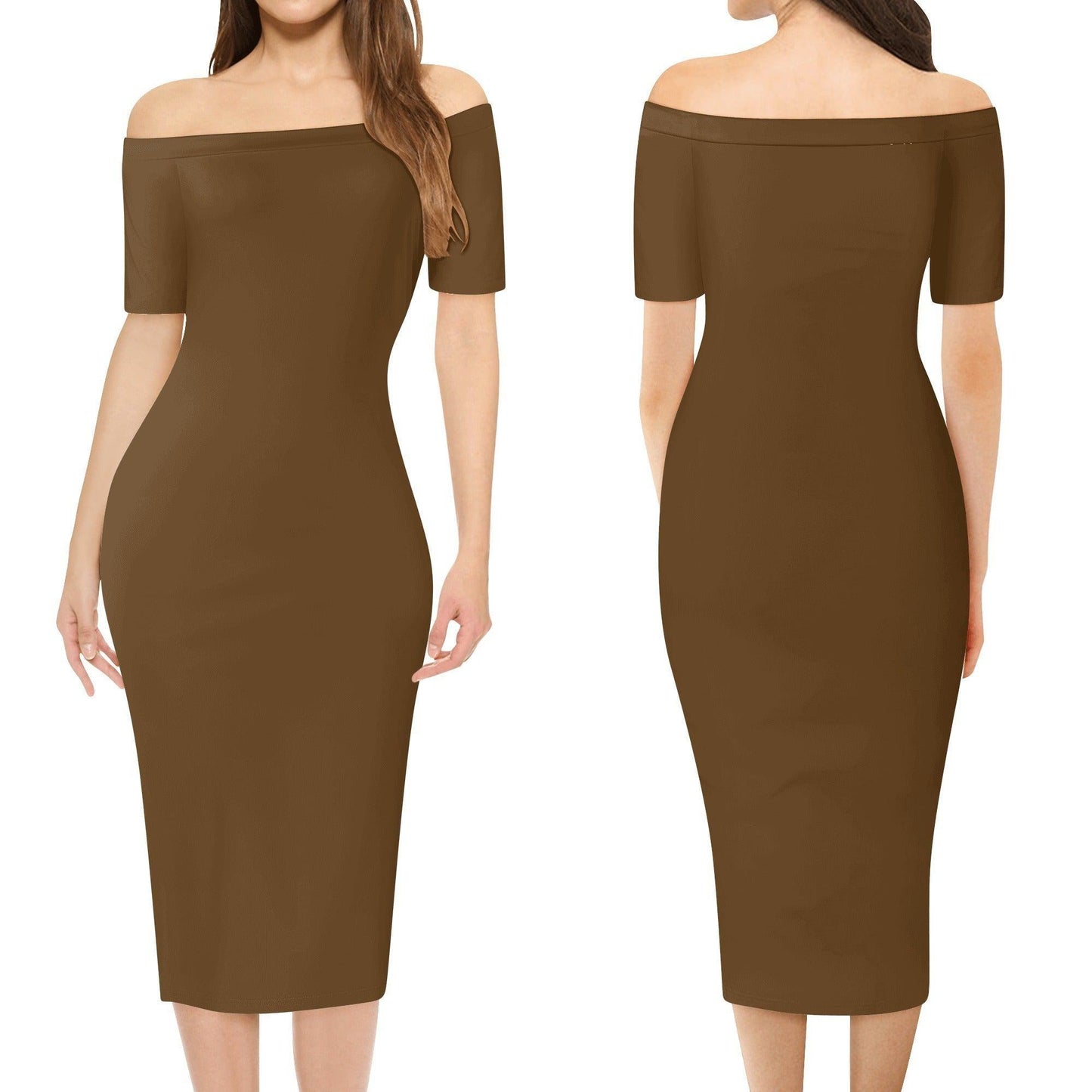 Braunes Off-Shoulder-Kleid -- Braunes Off-Shoulder-Kleid - undefined Off-Shoulder-Kleid | JLR Design