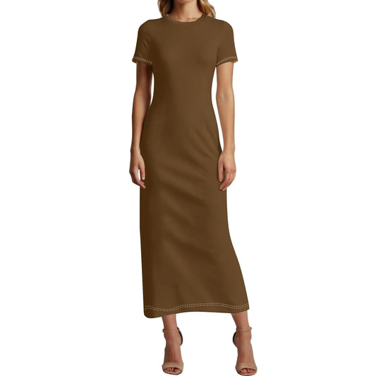 braunes-short-sleeve-long-dress-long-dress-jlr-design-84111 - JLR Design