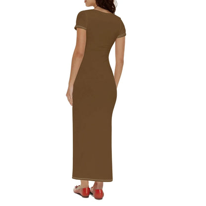 braunes-short-sleeve-long-dress-long-dress-jlr-design-82482 - JLR Design