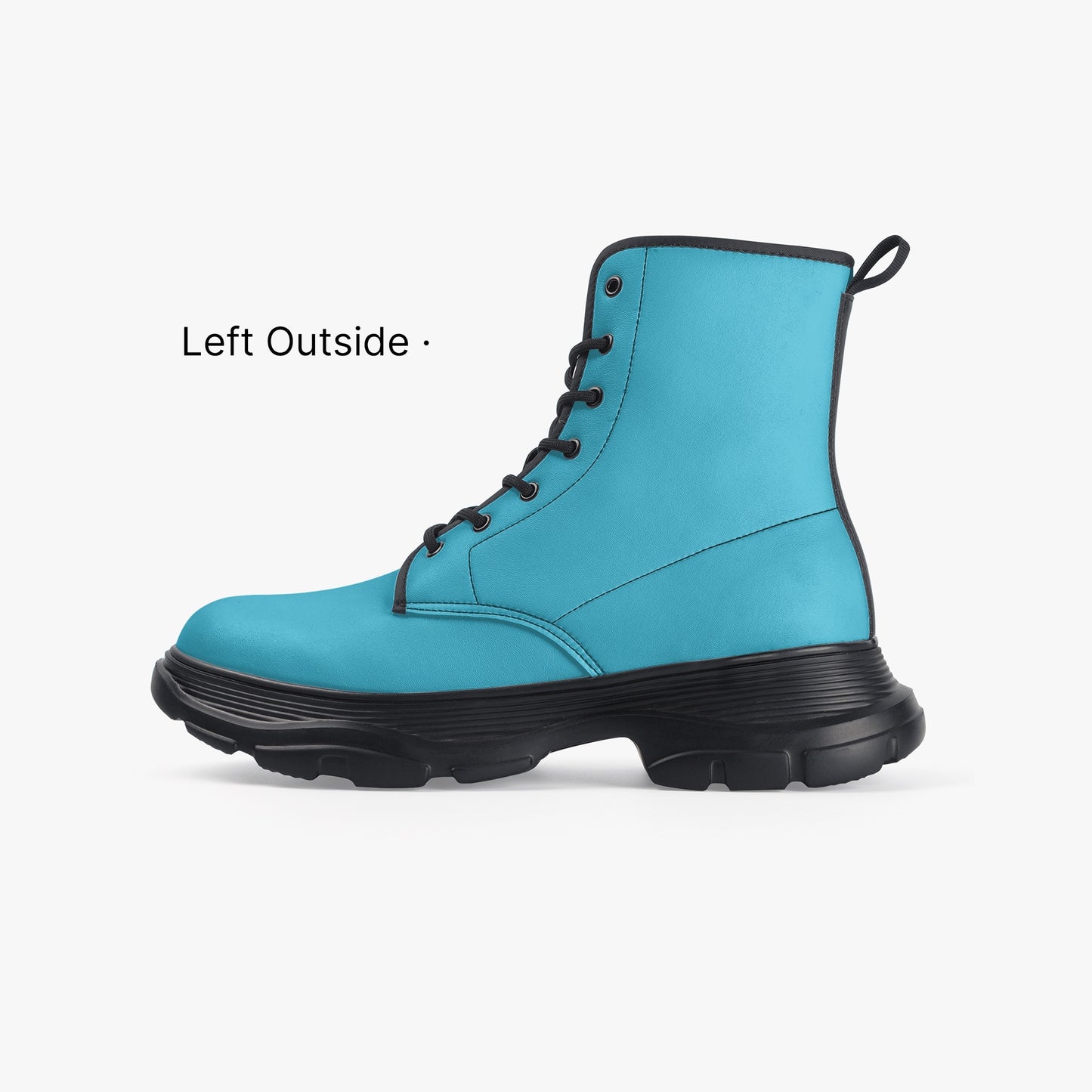 Bright Summer Sky Leather Chunky Boots Boots JLR Design