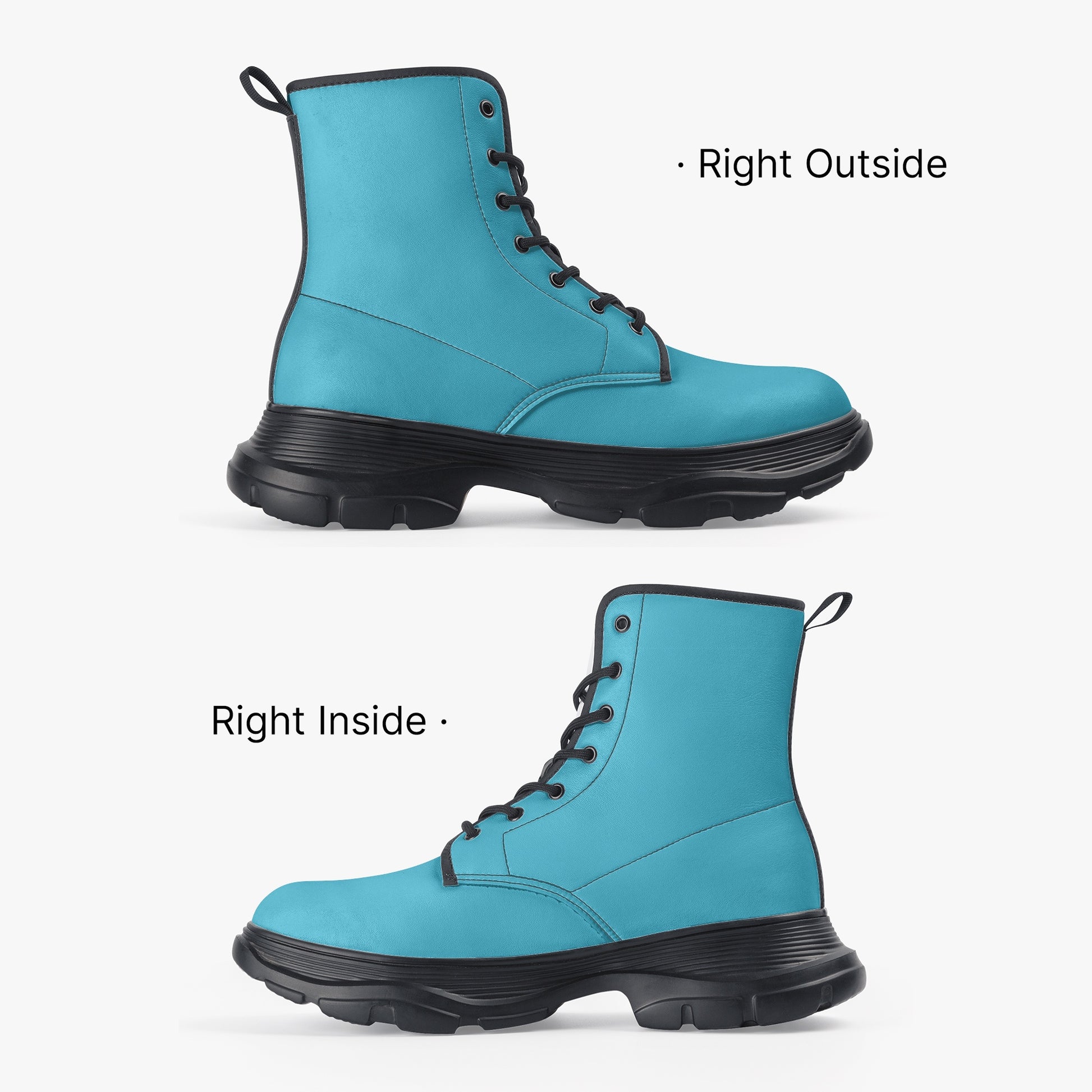 Bright Summer Sky Leather Chunky Boots Boots JLR Design