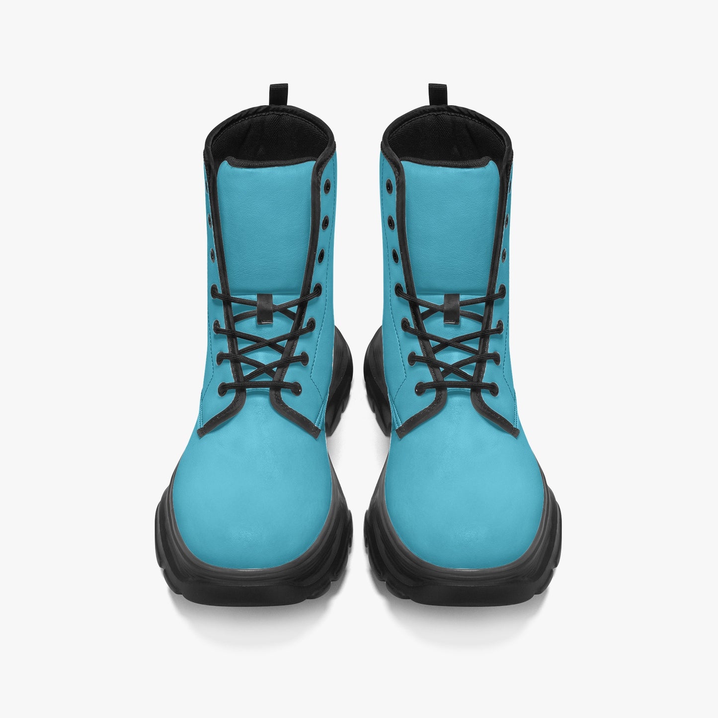 Bright Summer Sky Leather Chunky Boots Boots JLR Design