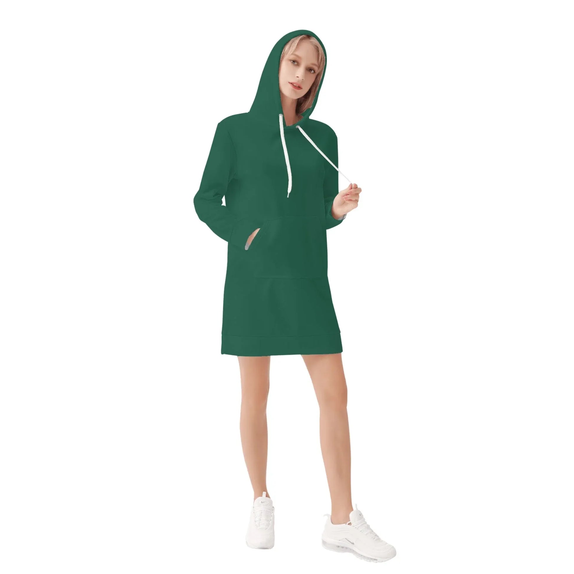 british-racing-green-velvet-hoodie-dress-hoodiekleid-jlr-design-15104 - JLR Design