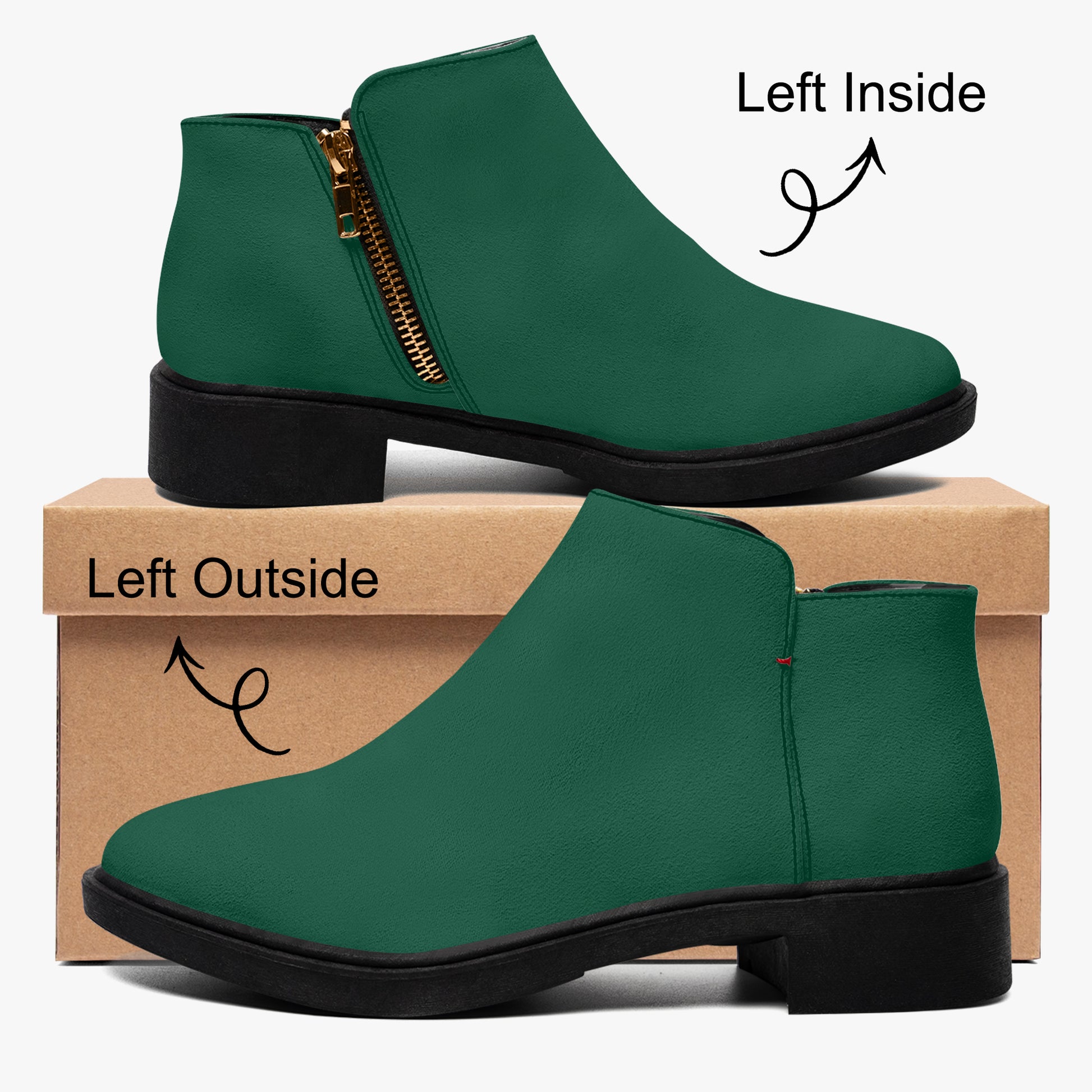 British Racing Green elegante Reißverschluss-Stiefeletten Stiefeletten JLR Design