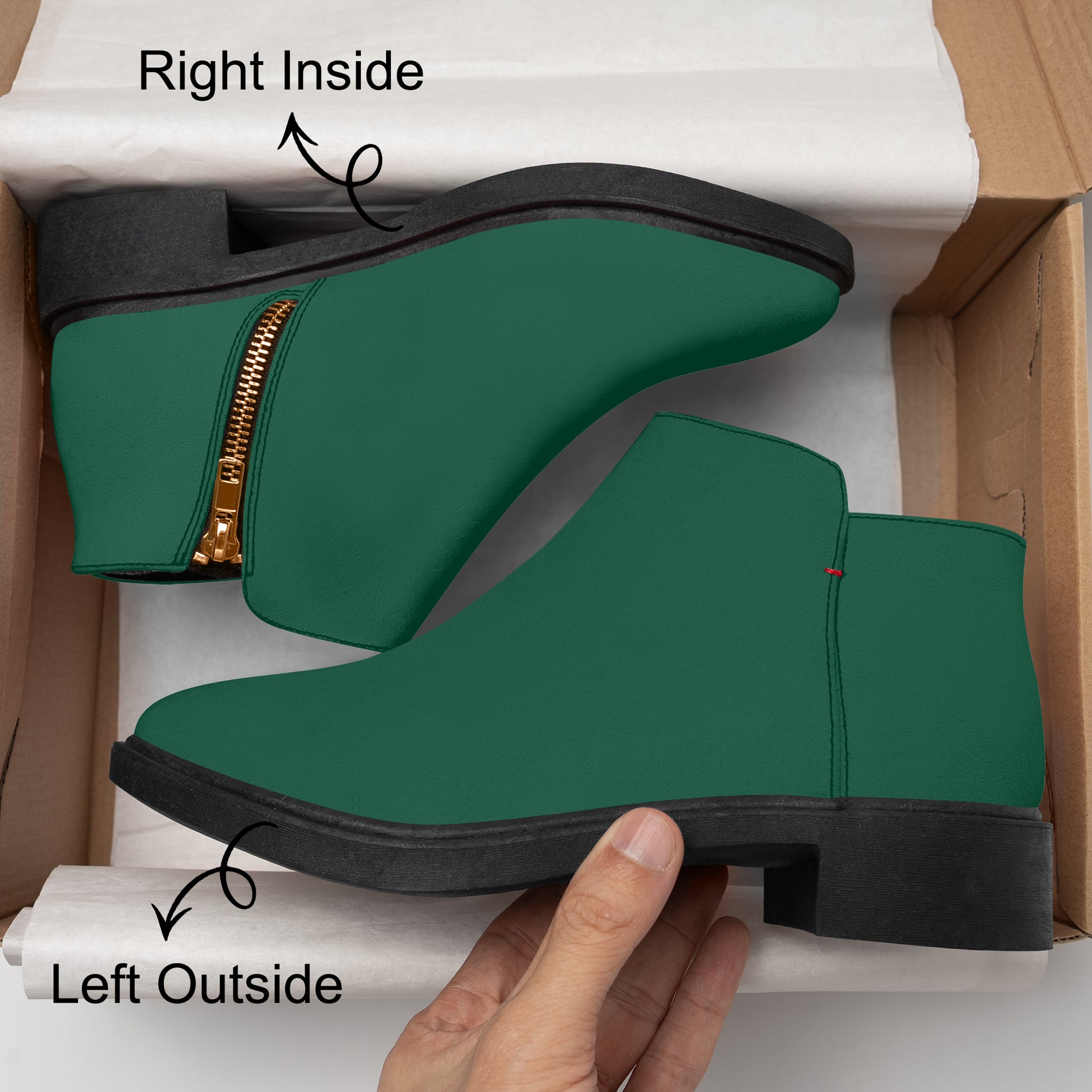 British Racing Green elegante Reißverschluss-Stiefeletten Stiefeletten JLR Design