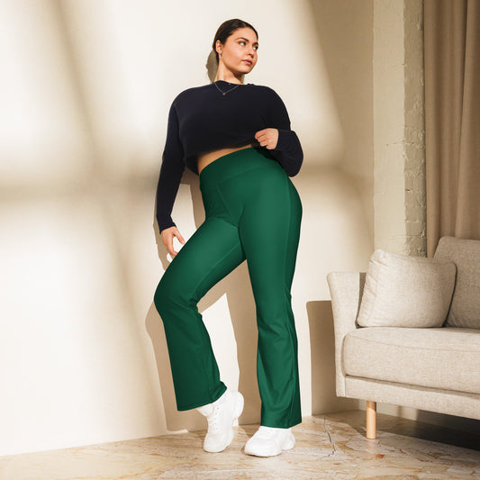 British Racing Green High Waist Flare Leggings Flare Leggings JLR Design