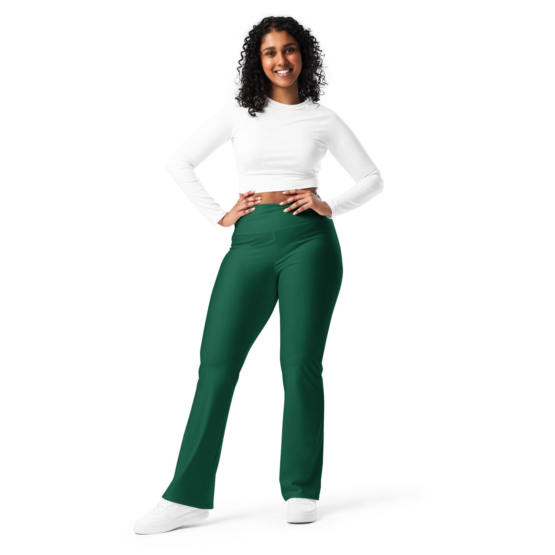 British Racing Green High Waist Flare Leggings Flare Leggings 59.99 British, Flare, Green, High, Leggings, Racing, Waist JLR Design