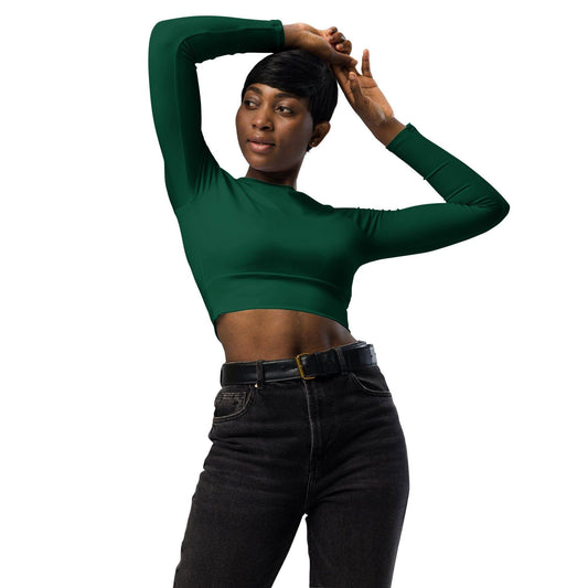 British Racing Green Long Sleeve Damen Crop Top Long Sleeve Crop Top JLR Design